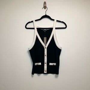 NWT J. Crew Black and White Preppy Tank Top Blouse